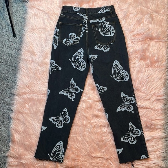 Pacsun Black Butterfly Hi Rise Straight Jean Size 27 - Picture 2 of 9